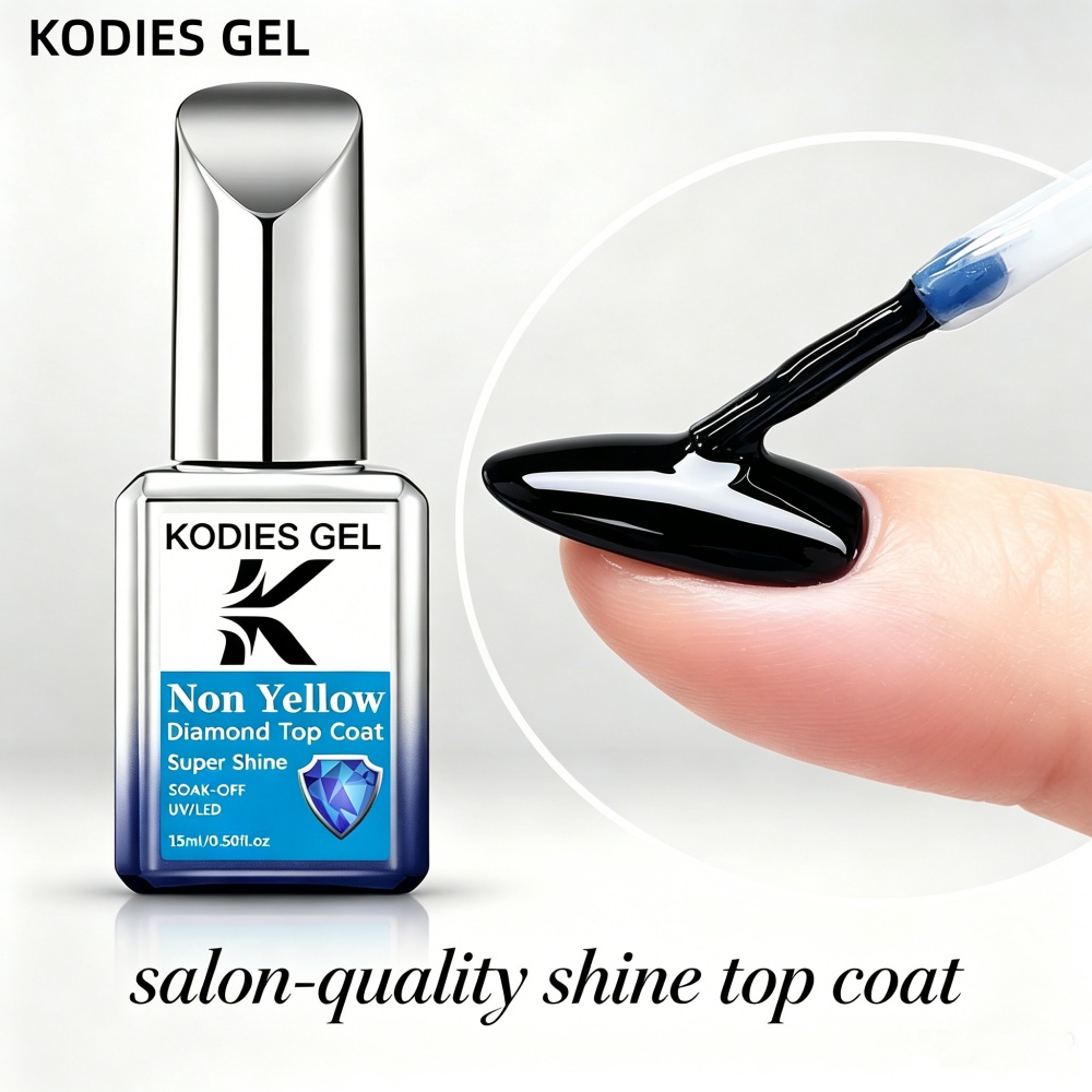 Nail Art Glossy - KODIES GEL ノンイエロー トップコート ジェルネイルポリッシュ ダイヤモンドシャイン