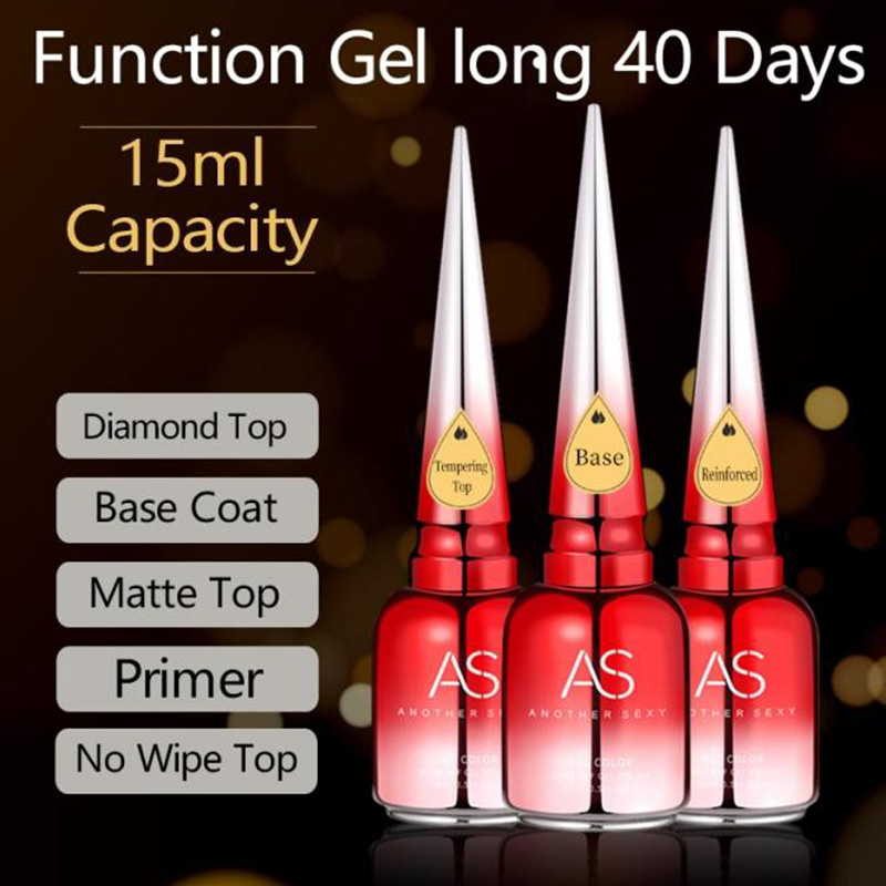 Nail Art Glossy - AS 15 ミリリットルダイヤモンドトップコートジェルネイルポリッシュソークオフ UV LED ジェルポリッシュノーワイプ高光沢強化トップコートジェル