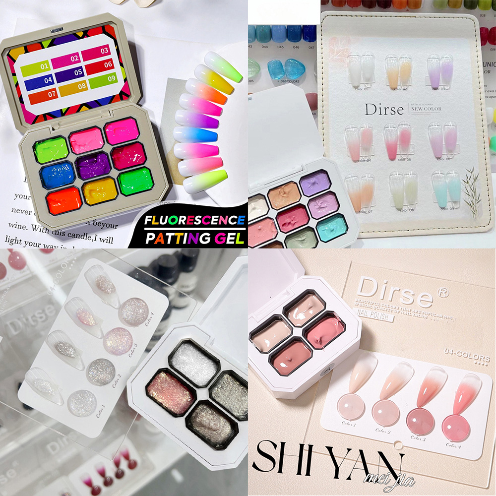 Nail Art One Piece - 4/6/12グリッド長持ちヌードパッティングジェルポリッシュマイクロファイングリッターシリーズ＆蛍光カラーグラデーションパットジェル（ネイルアート用）