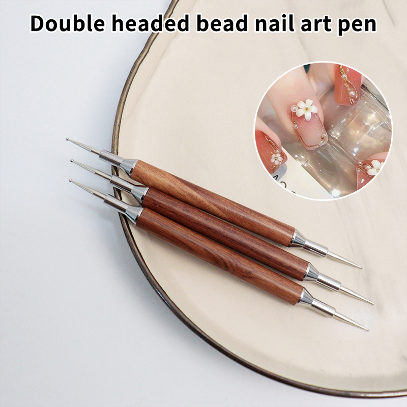 Nail Art Dotting Tool - サンダルウッドネイルドットペン両端ネイルアートドッティングツールボールペンデザインネイルアートチップドットペイントマニキュアサロン