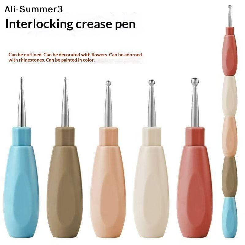 Nail Art Dotting Tool - 【A3s】5本入りハンドルライナー描画フラワードットラインストーンピッキングDIYマニキュアツールインターロック式ネイルアートドットペン