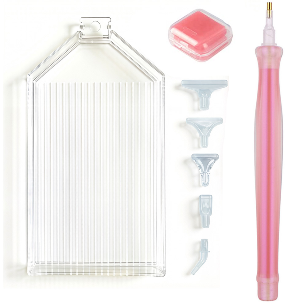 Nail Art Dotting Tool - ダイヤモンドペインティングアクセサリーペントレイセット、ネイルアートラインストーンピッカー、ドットペンツール、収納トレイ、接着剤、粘土、ワックス付き