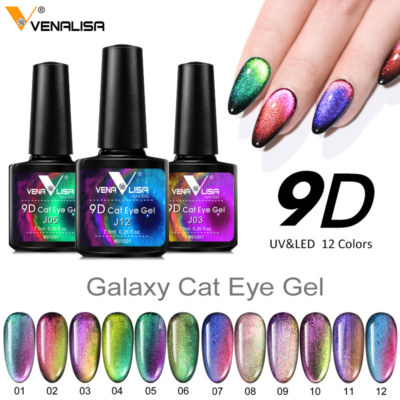 Nail Art One Piece - Venalisa 新着 9D ジェルワニスキャットアイマジックカメレオンネイルアートマニキュア銀河星空磁気多色ネイルジェルポリッシュ