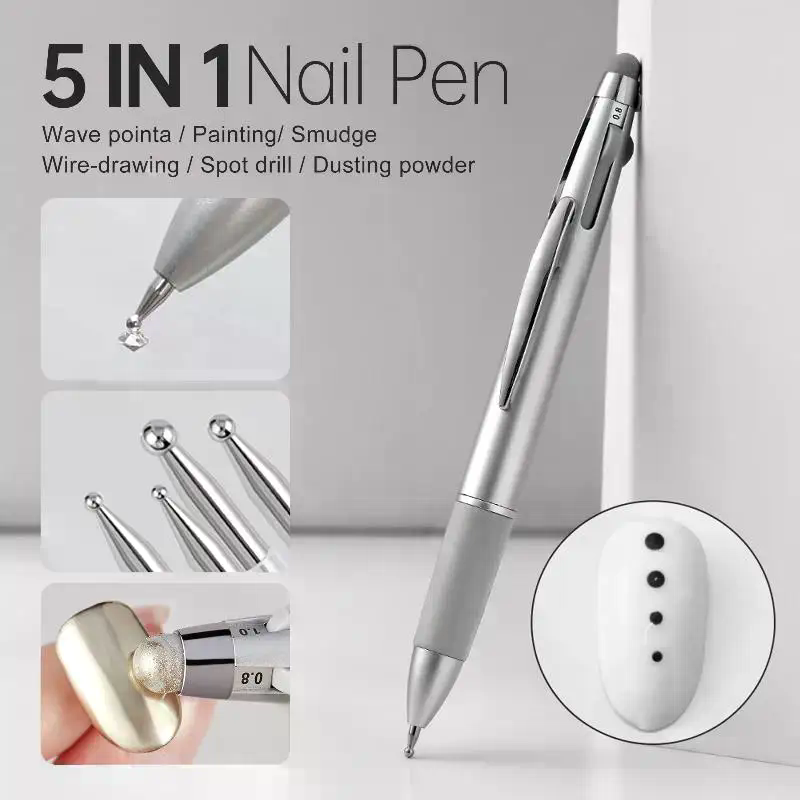 Nail Art Dotting Tool - 5 in 1ネイルアートドットペイントツール、ネイルポイントドリルペンディスクドットツール、家庭用サロン用ドット描画ツール