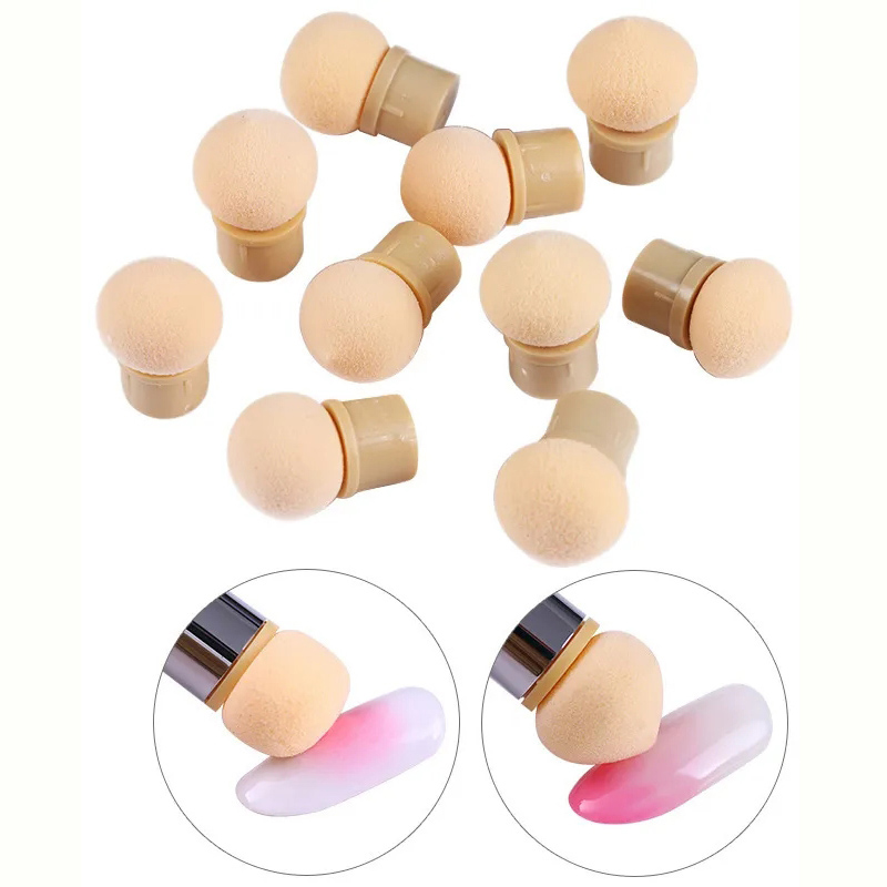 Nail Art Glossy - ラウンドシャープヘッドスポンジヘッド交換ネイルアートジェルポリッシュカラーグラデーションブラシグリッターパウダー点在マニキュアツール