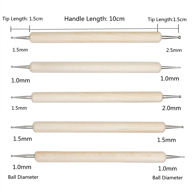 DIY木製ネイルクレイ彫刻ツール、陶器とセラミックアート、エ - Nail Art Dotting Tool のレビューと価格