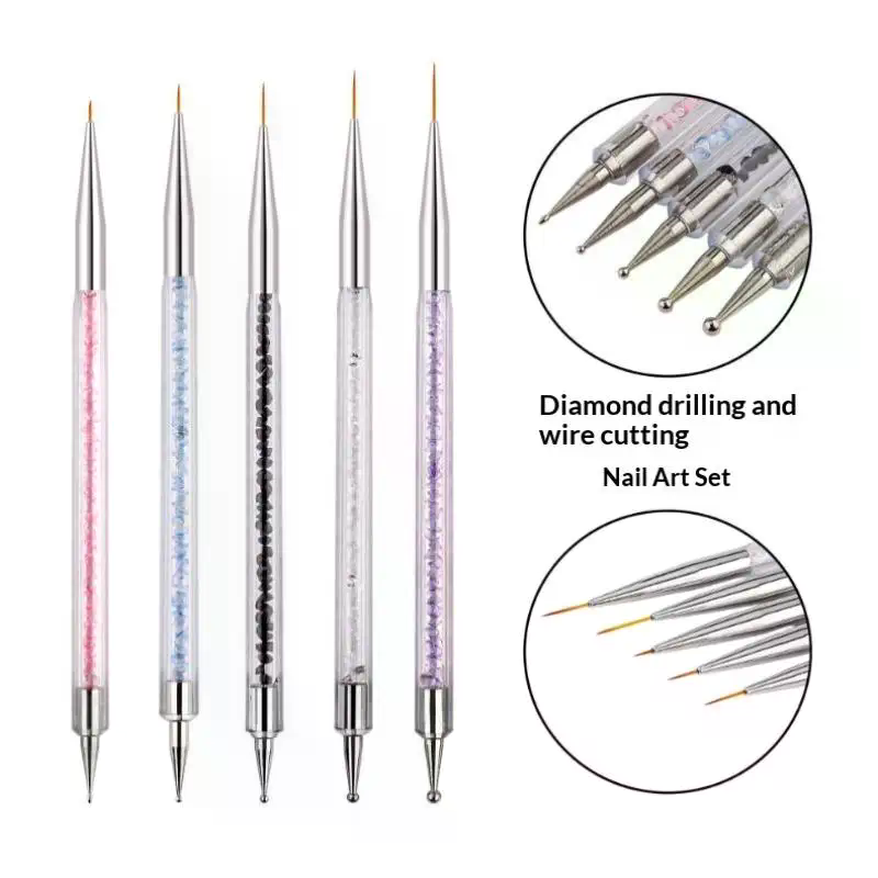 5 個のラインストーンピッカーストライプライナーブラシセット - Nail Art Dotting Tool のレビューと価格