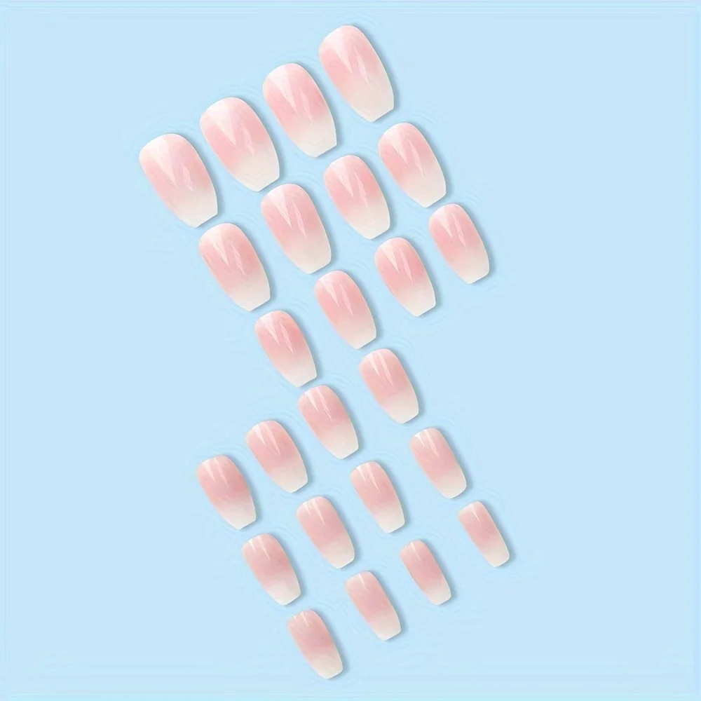 光沢のある短い棺型のグラデーションピンクネイルステッカー24 - Nail Art Glossy のレビューと価格