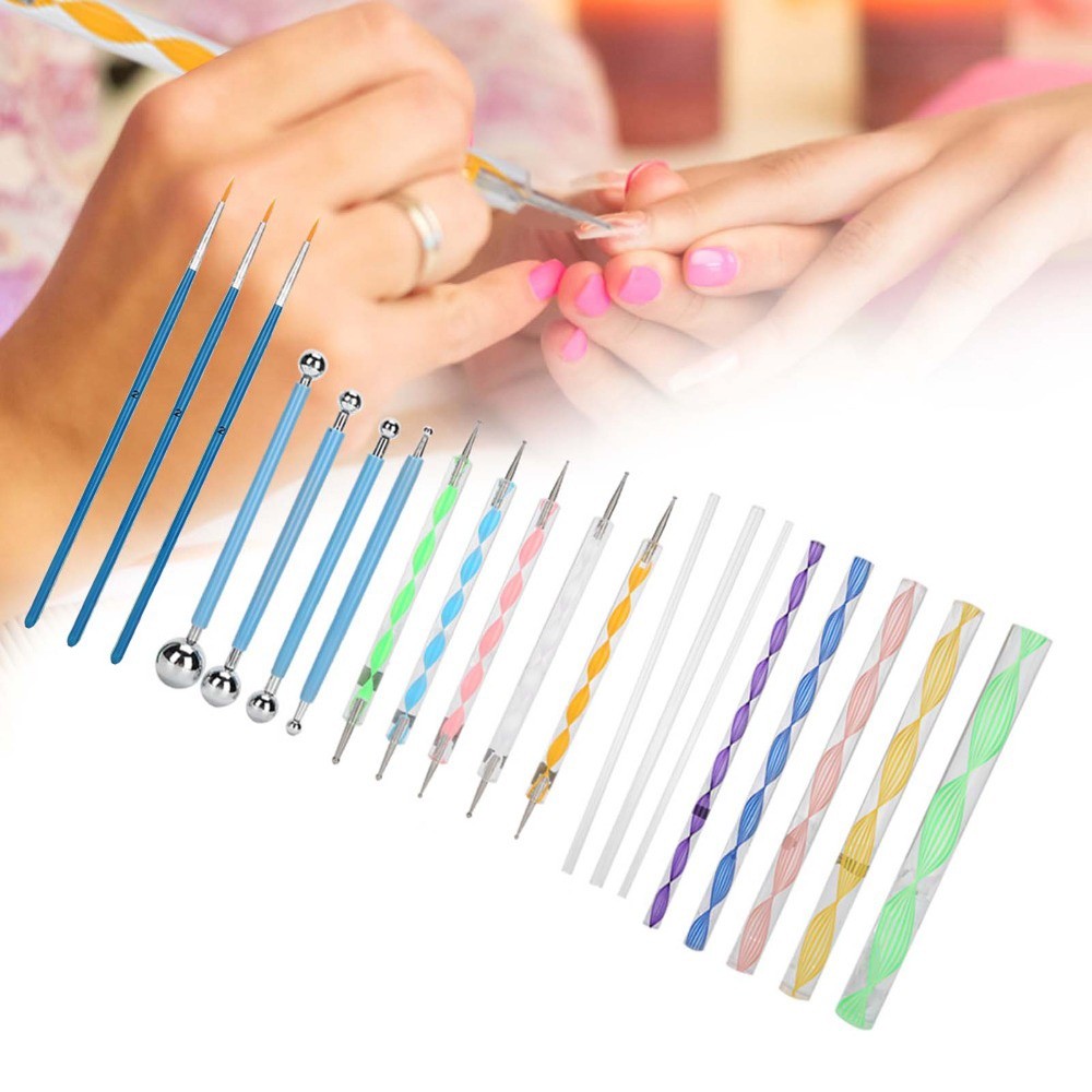 20個入り両面ネイルアートドットツールセット アクリルロッド - Nail Art Dotting Tool のレビューと価格