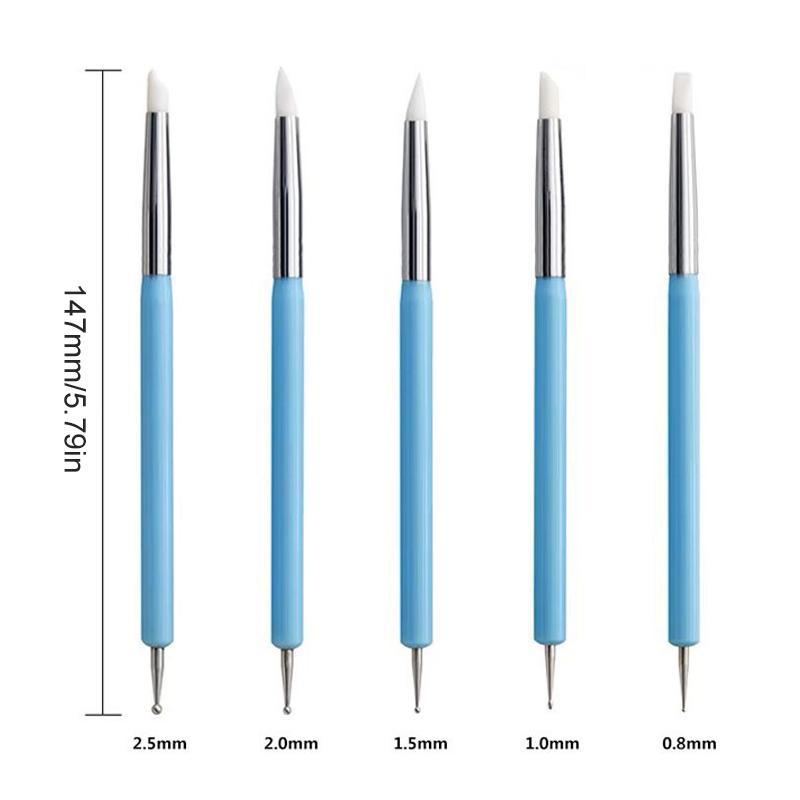 1/10/15 個デュアルエンドシリコーンネイルアートペンラ - Nail Art Dotting Tool のレビューと価格