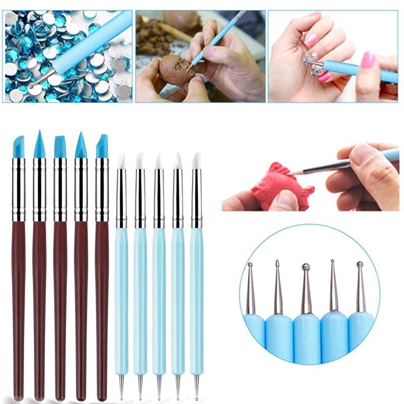 1/10/15 個デュアルエンドシリコーンネイルアートペンラ - Nail Art Dotting Tool のレビューと価格