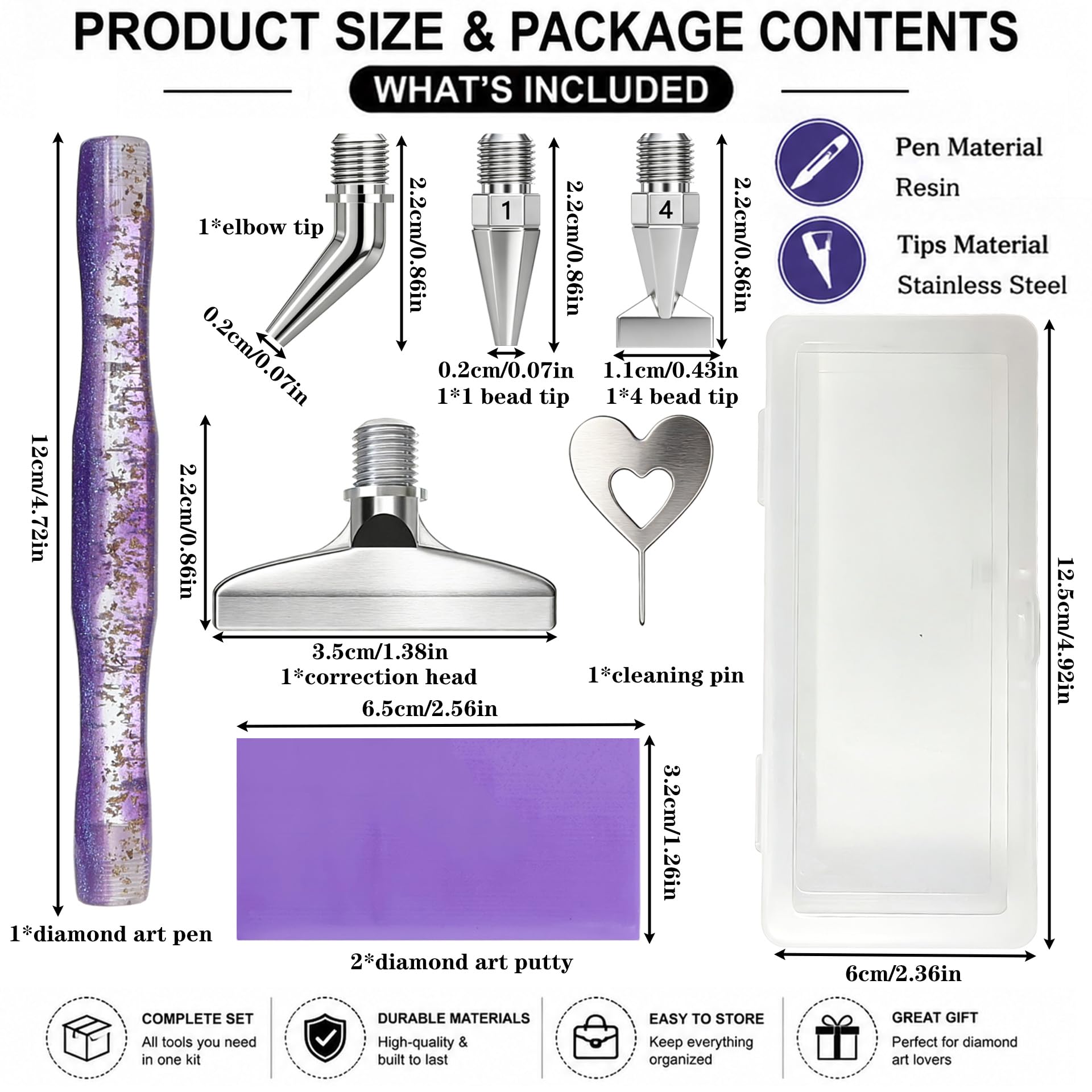 ダイヤモンドペインティングアートペン、曲がったペン先、サイズ - Nail Art Dotting Tool のレビューと価格