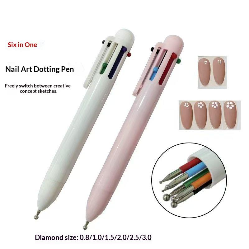 6 in 1ネイルアートドットペン、ペイント、描画、カービン - Nail Art Dotting Tool のレビューと価格