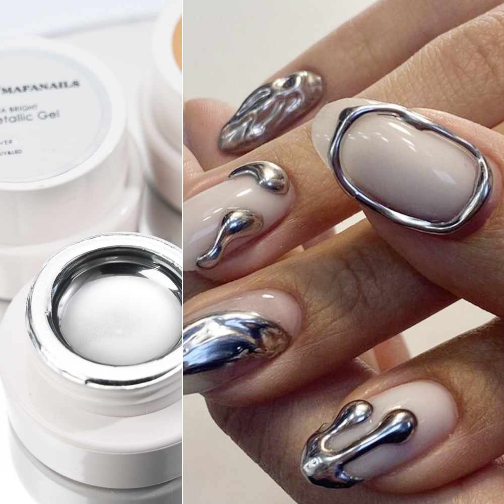5ml シルバーゴールドメタリックジェルネイルポリッシュ ク - Nail Art Glossy のレビューと価格