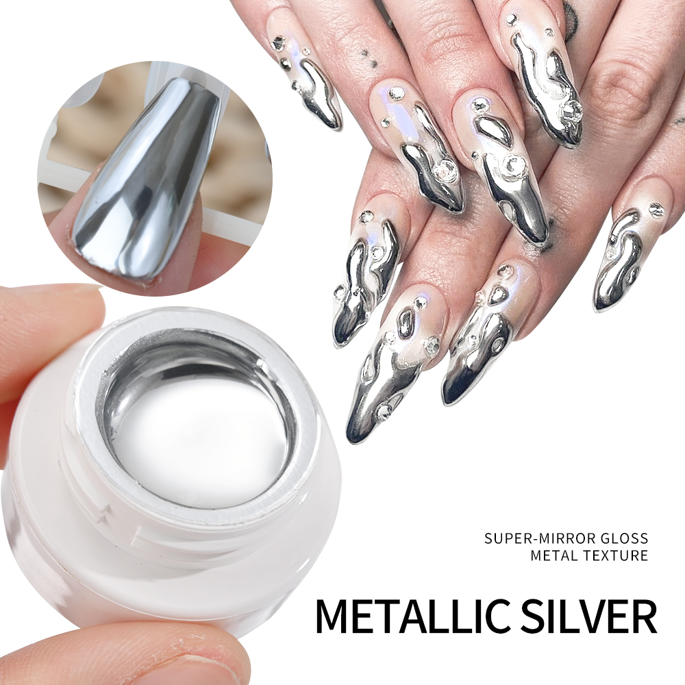 5ml シルバーゴールドメタリックジェルネイルポリッシュ ク - Nail Art Glossy のレビューと価格