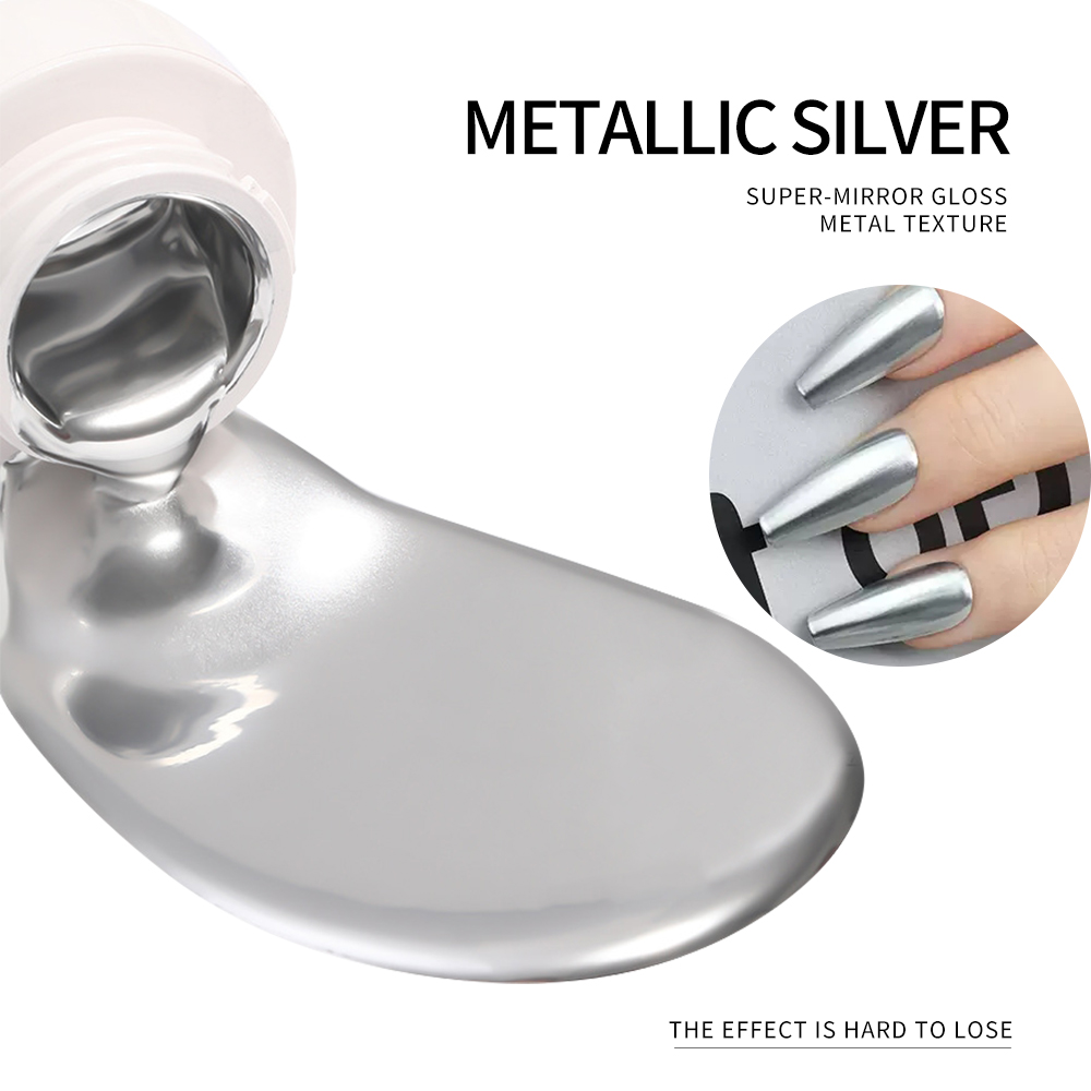 5ml シルバーゴールドメタリックジェルネイルポリッシュ ク - Nail Art Glossy のレビューと価格
