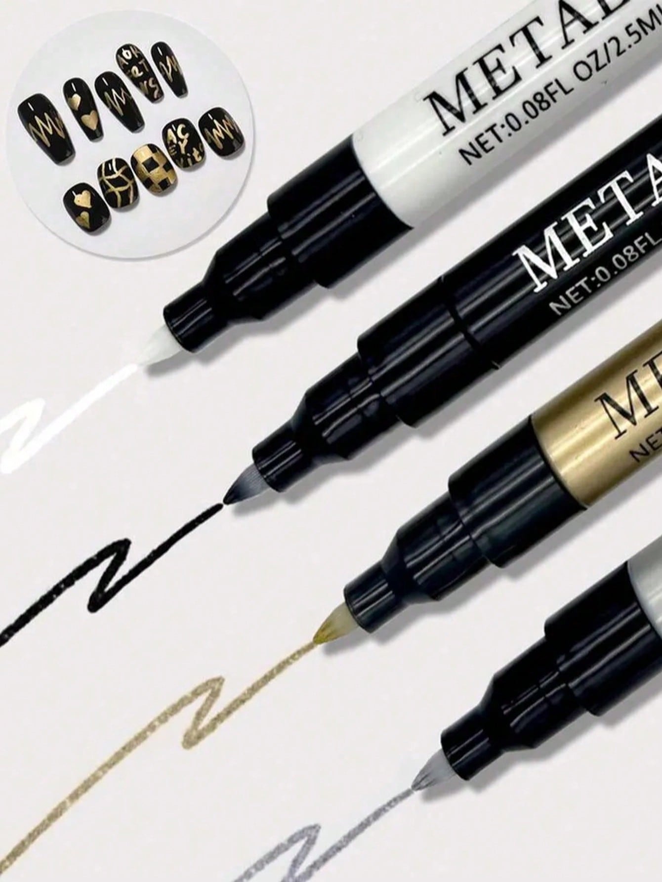 0.8mm 1本入りネイルアートペン、白黒銀金0.8MMネイ - Nail Art Dotting Tool のレビューと価格