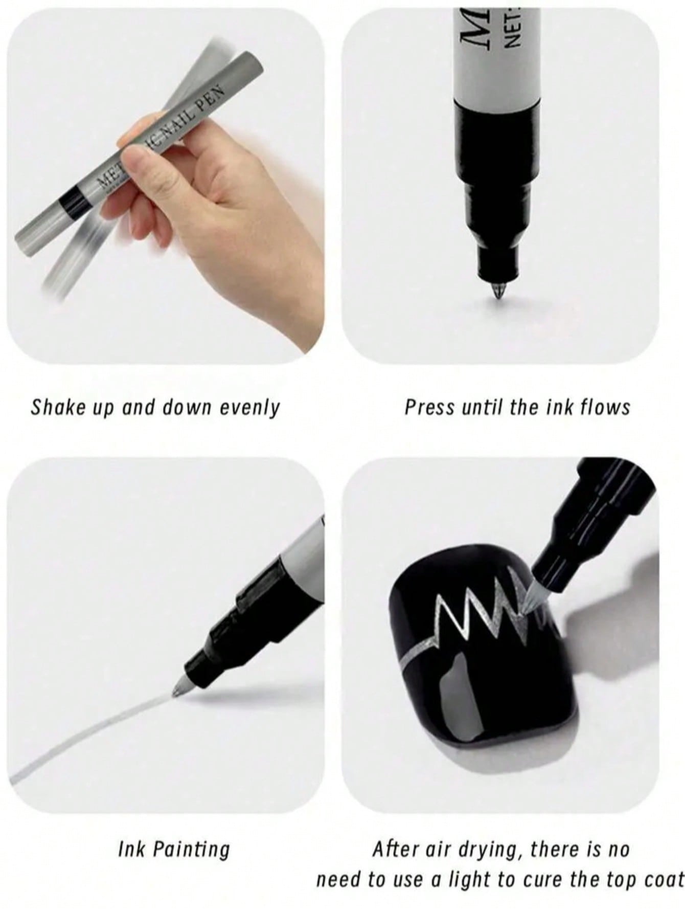 0.8mm 1本入りネイルアートペン、白黒銀金0.8MMネイ - Nail Art Dotting Tool のレビューと価格