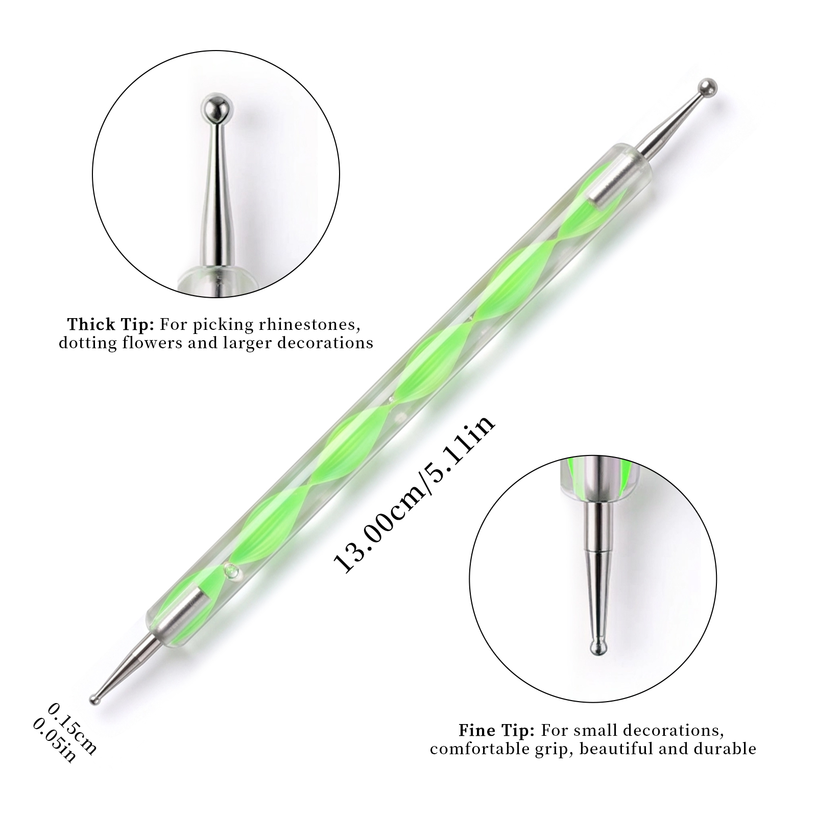5本セット 両端使えるネイルドットペンセット ツイストハンド - Nail Art Dotting Tool のレビューと価格