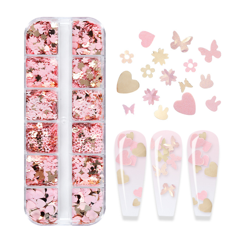 混合色の蛍光蝶キラキラまつげ延長アクセサリーネイルアートグリ - Nail Art Glossy のレビューと価格
