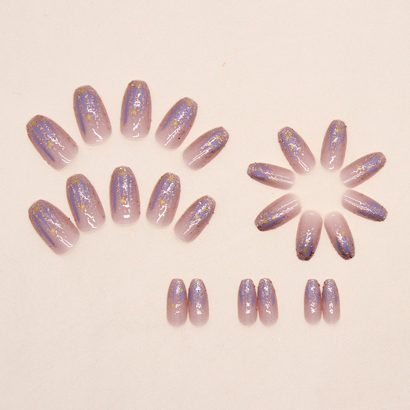 女性・女の子向けの短いつけ爪、ヌードパープルカラー、キラキラ - Nail Art Glossy のレビューと価格